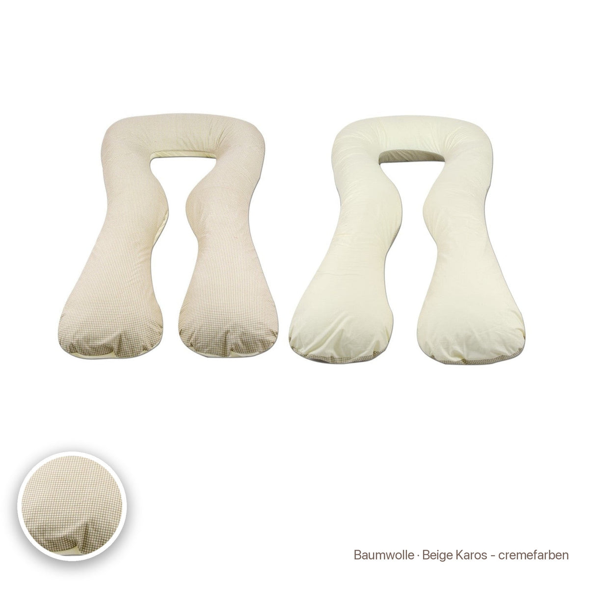 Schwangerschaftskissen U-Form, Baumwolle · Beige Karos - cremefarben #Farbe_variantenbild