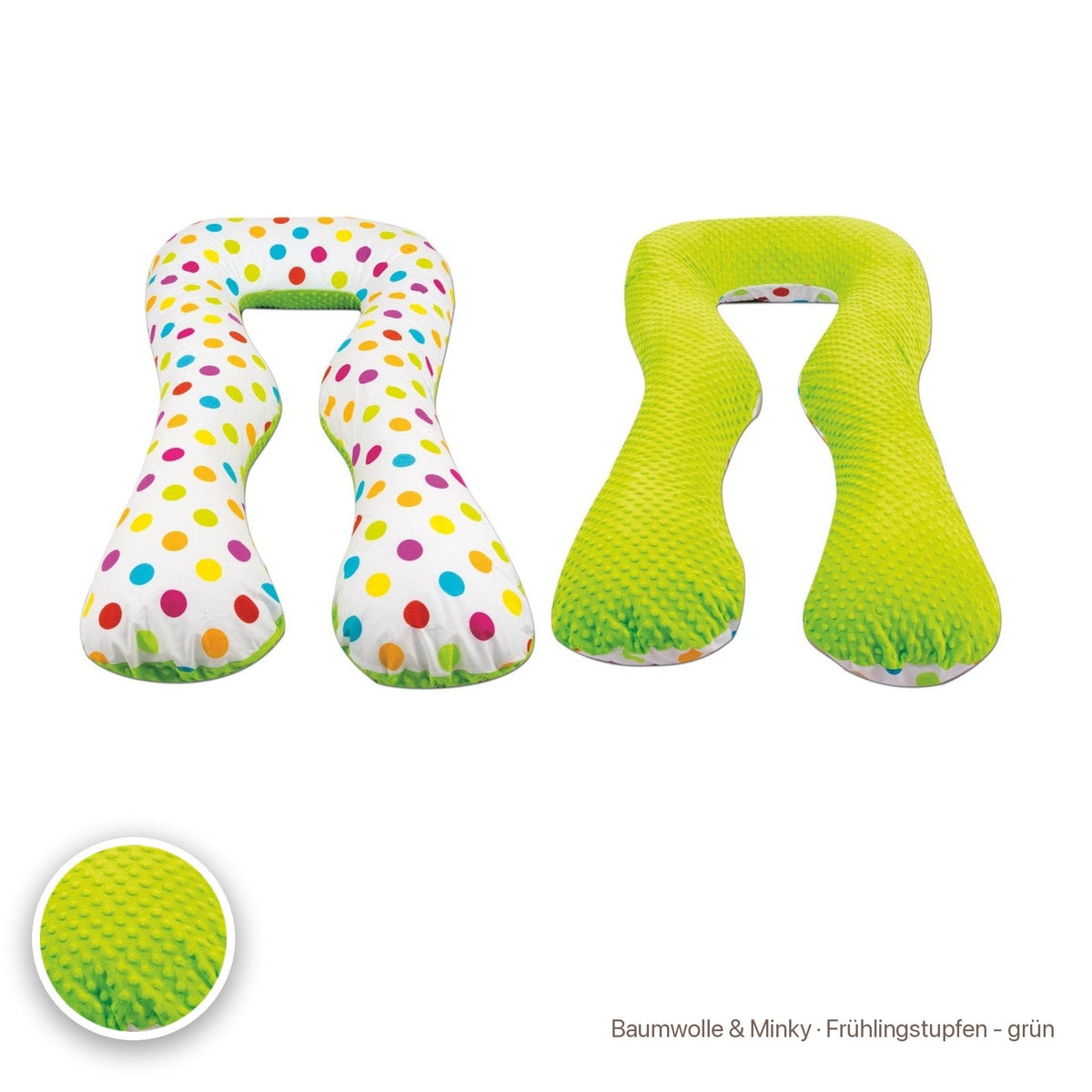Schwangerschaftskissen U-Form, Baumwolle & Minky · Frühlingstupfen - grün #Farbe_variantenbild