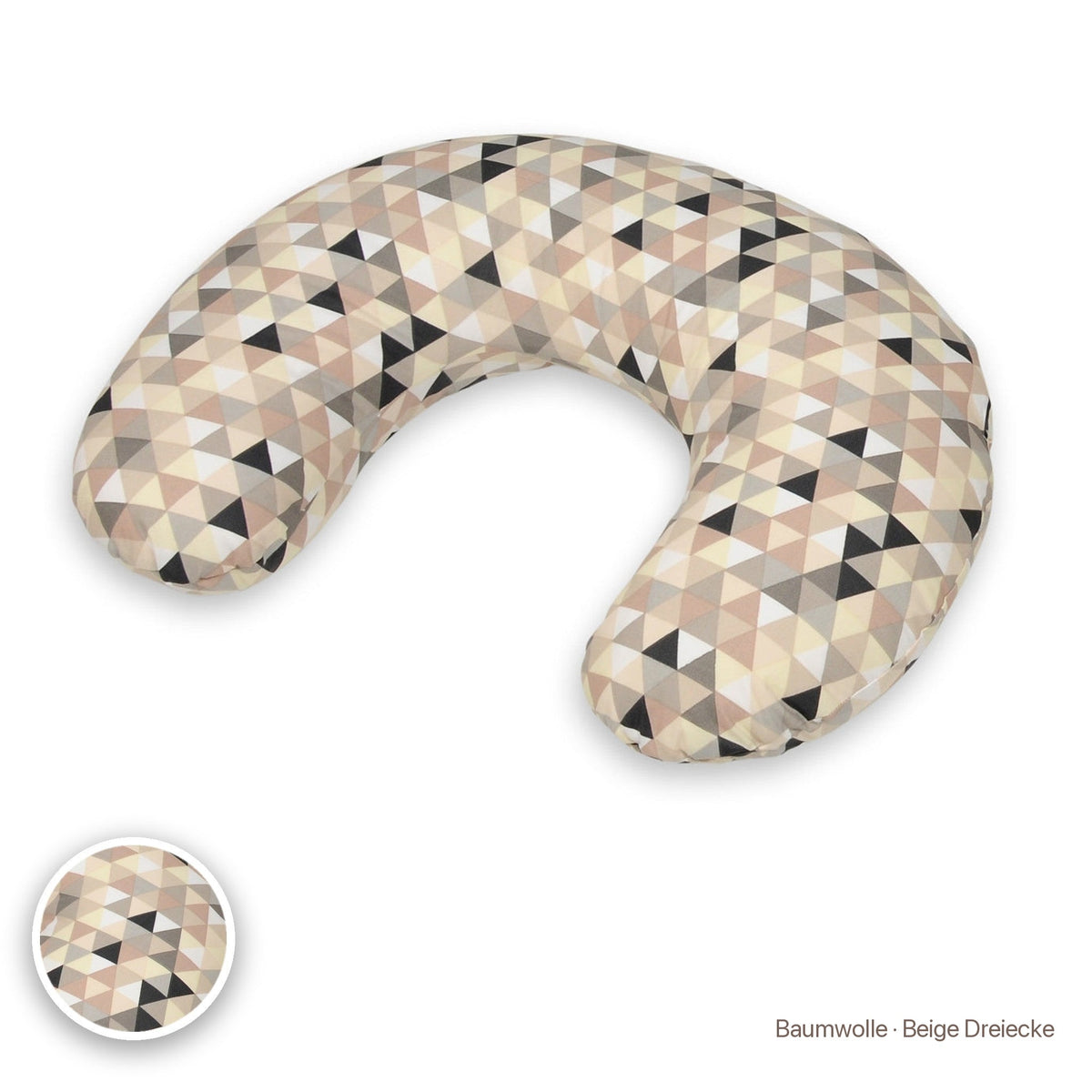 Kleines Stillkissen, Baumwolle · Beige Dreiecke