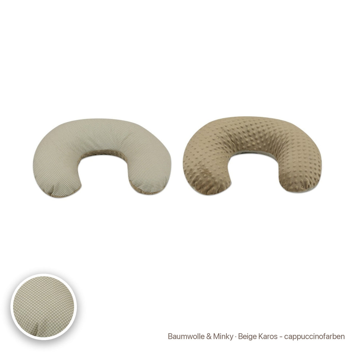 Kleines Stillkissen, Baumwolle & Minky · Beige Karos - cappuccinofarben #Farbe_variantenbild