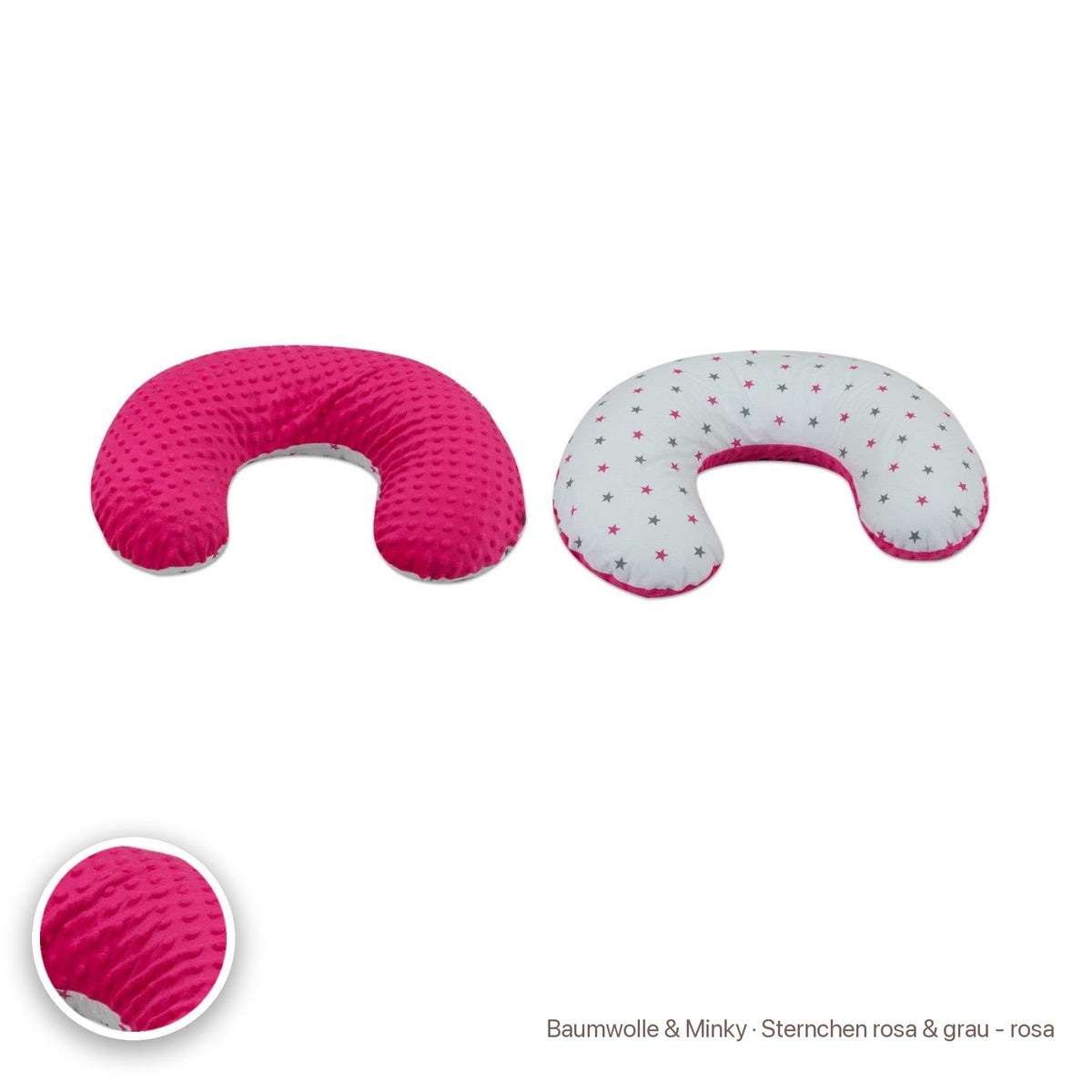 Kleines Stillkissen, Baumwolle & Minky · Sternchen rosa & grau - rosa #Farbe_variantenbild