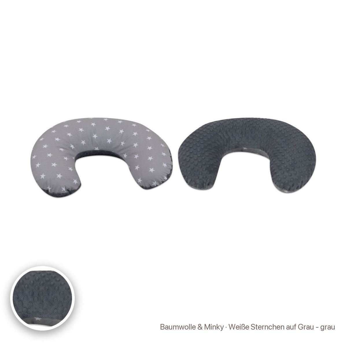 Kleines Stillkissen, Baumwolle & Minky · Weiße Sternchen auf Grau - grau #Farbe_variantenbild