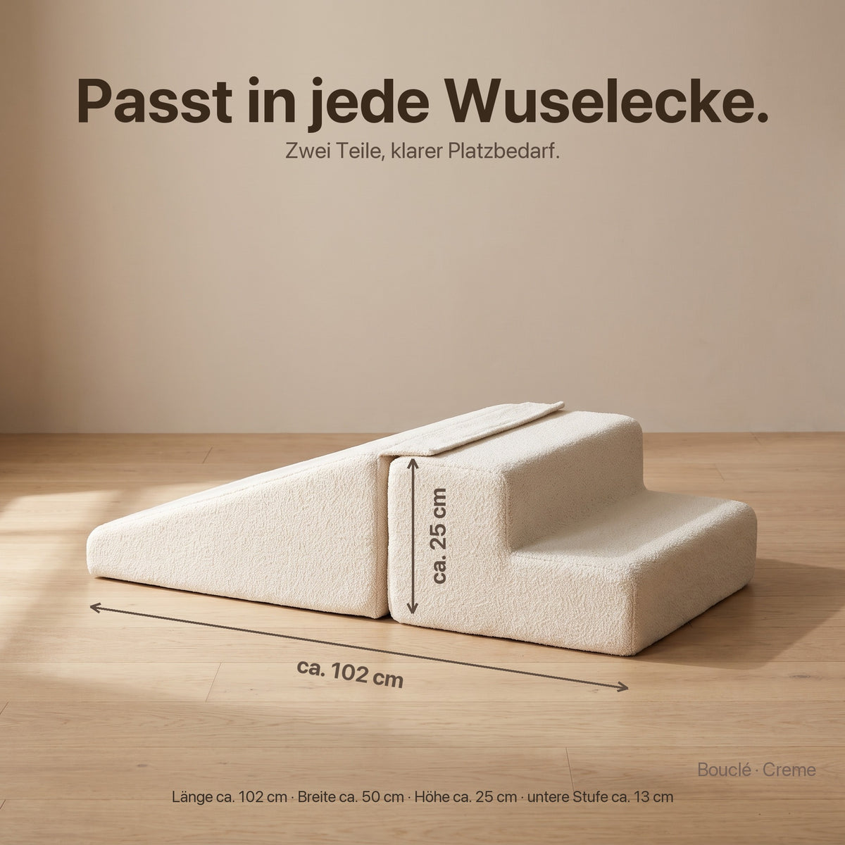 Wuselrutsche & Treppen-Set: Maße ca. 102 × 50 × 25 cm, zwei Teile