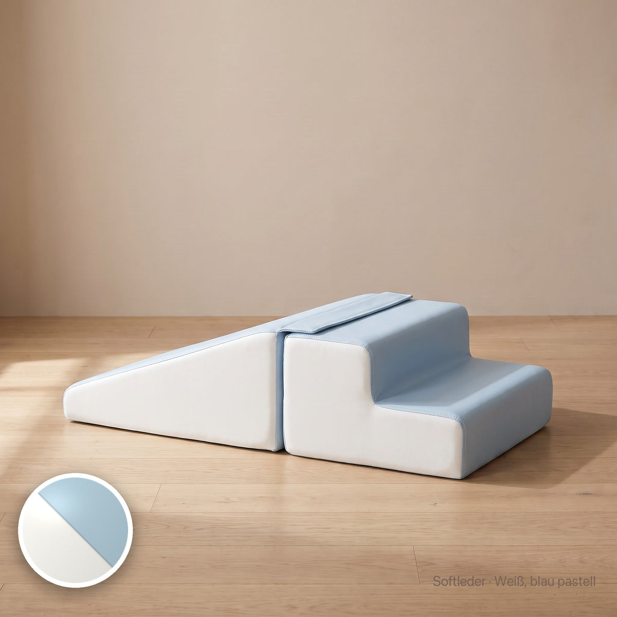 Wuselrutsche & Treppen-Set, Softleder · Weiß / Blau pastell #Farbe_variantenbild