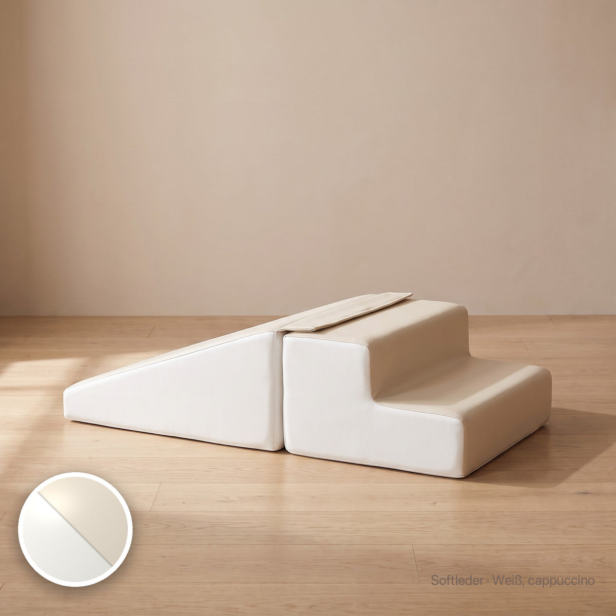 Wuselrutsche & Treppen-Set, Softleder · Weiß / Cappuccino #Farbe_variantenbild