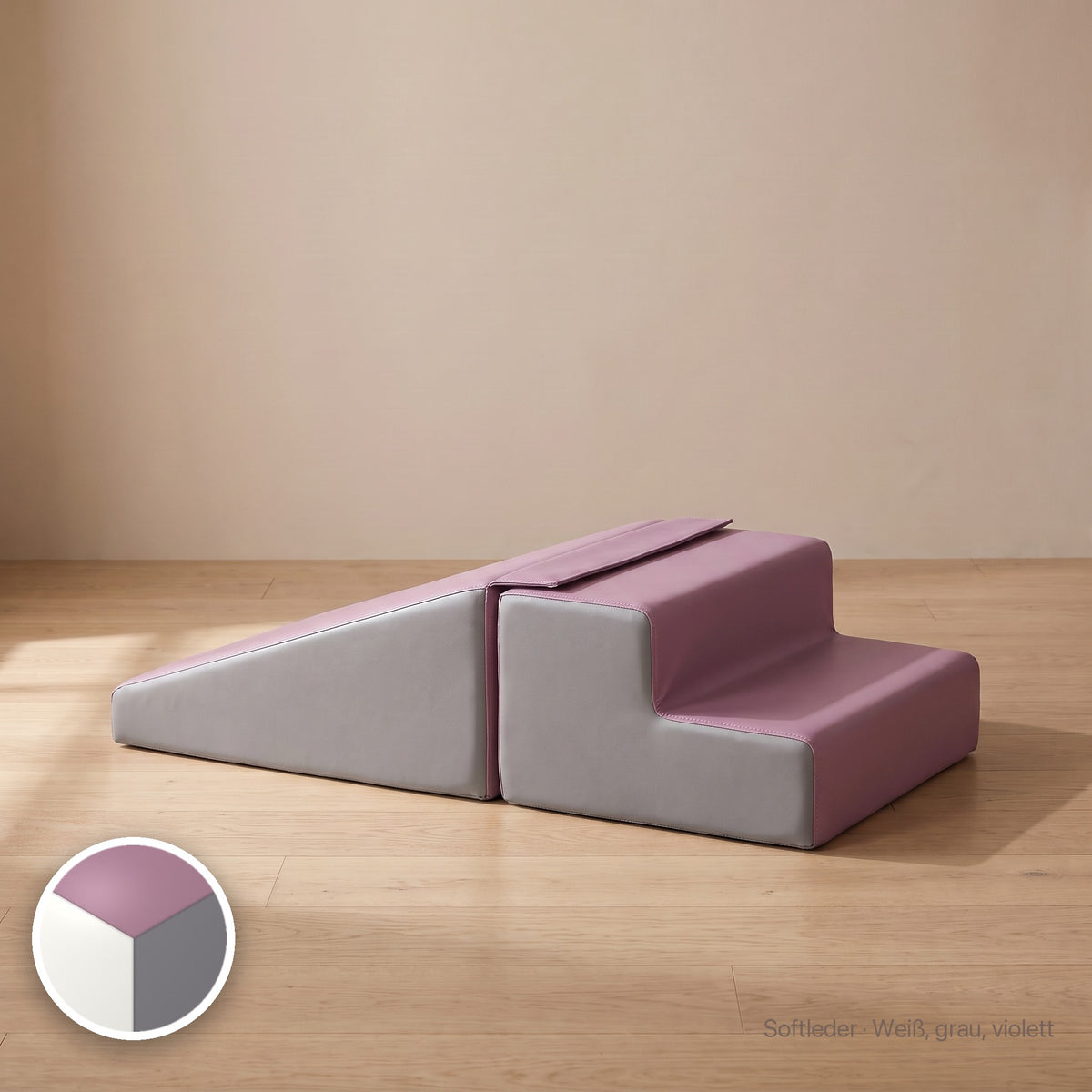 Wuselrutsche & Treppen-Set, Softleder · Weiß / Grau / Violett #Farbe_variantenbild