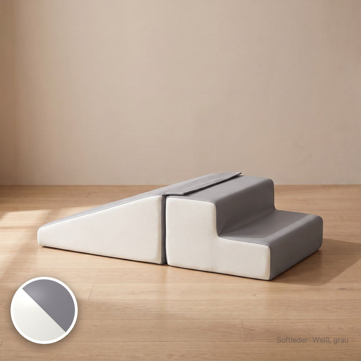 Wuselrutsche & Treppen-Set, Softleder · Weiß / Grau #Farbe_variantenbild