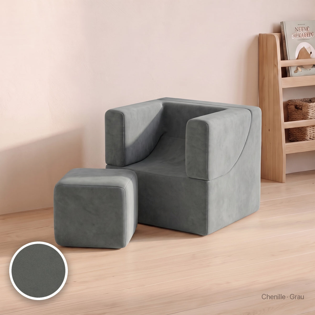 Wuselsessel 3-in-1, Chenille · Grau #Farbe_variantenbild