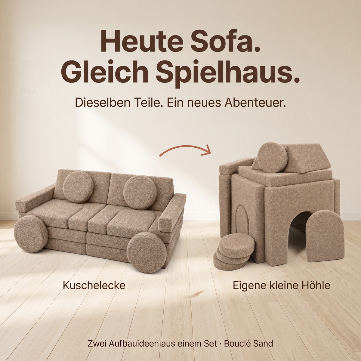 Wuselsofa - Spielsofa aus 14 Teilen