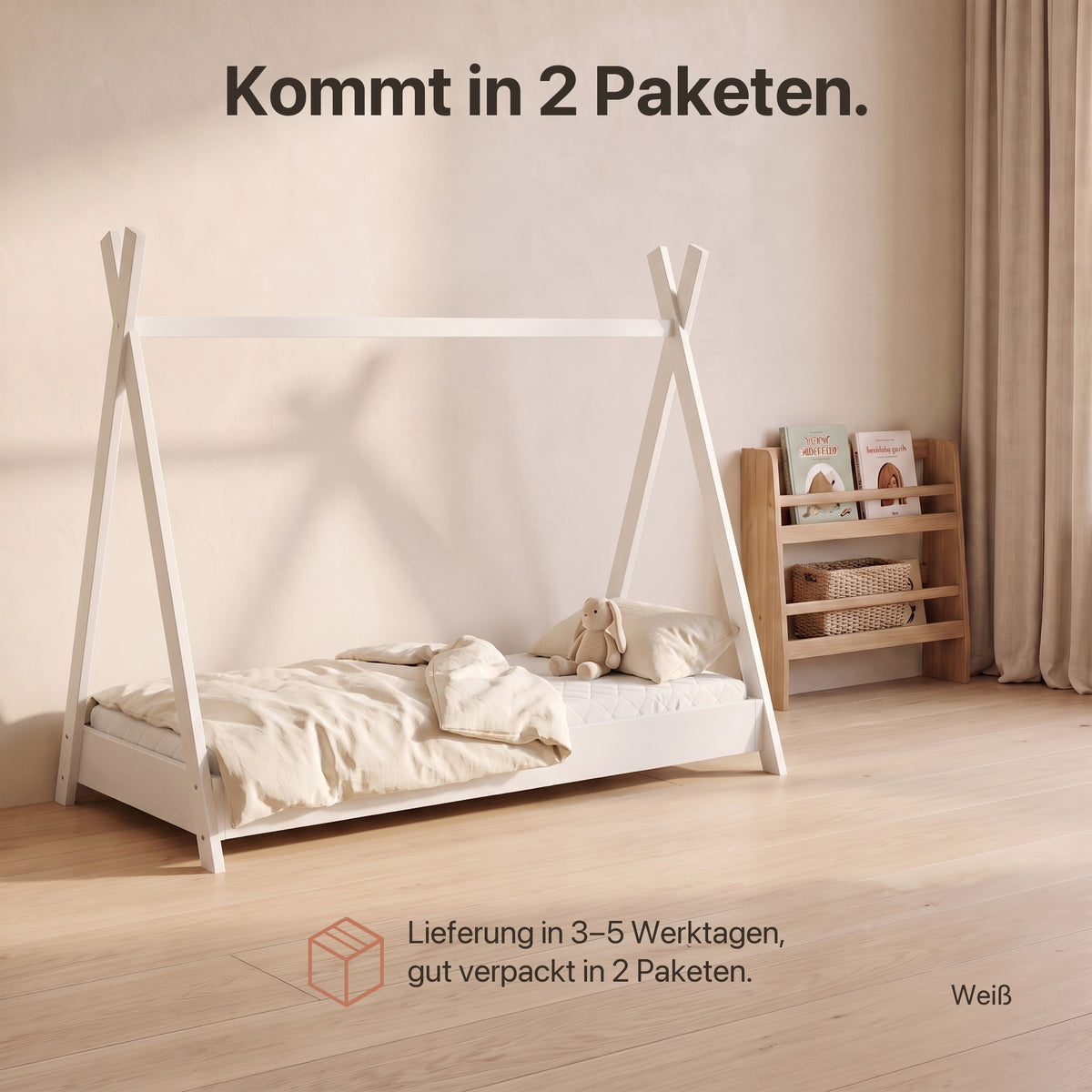 Zeltbett mit Eco-Matratze: Lieferung in 3–5 Werktagen in 2 Paketen