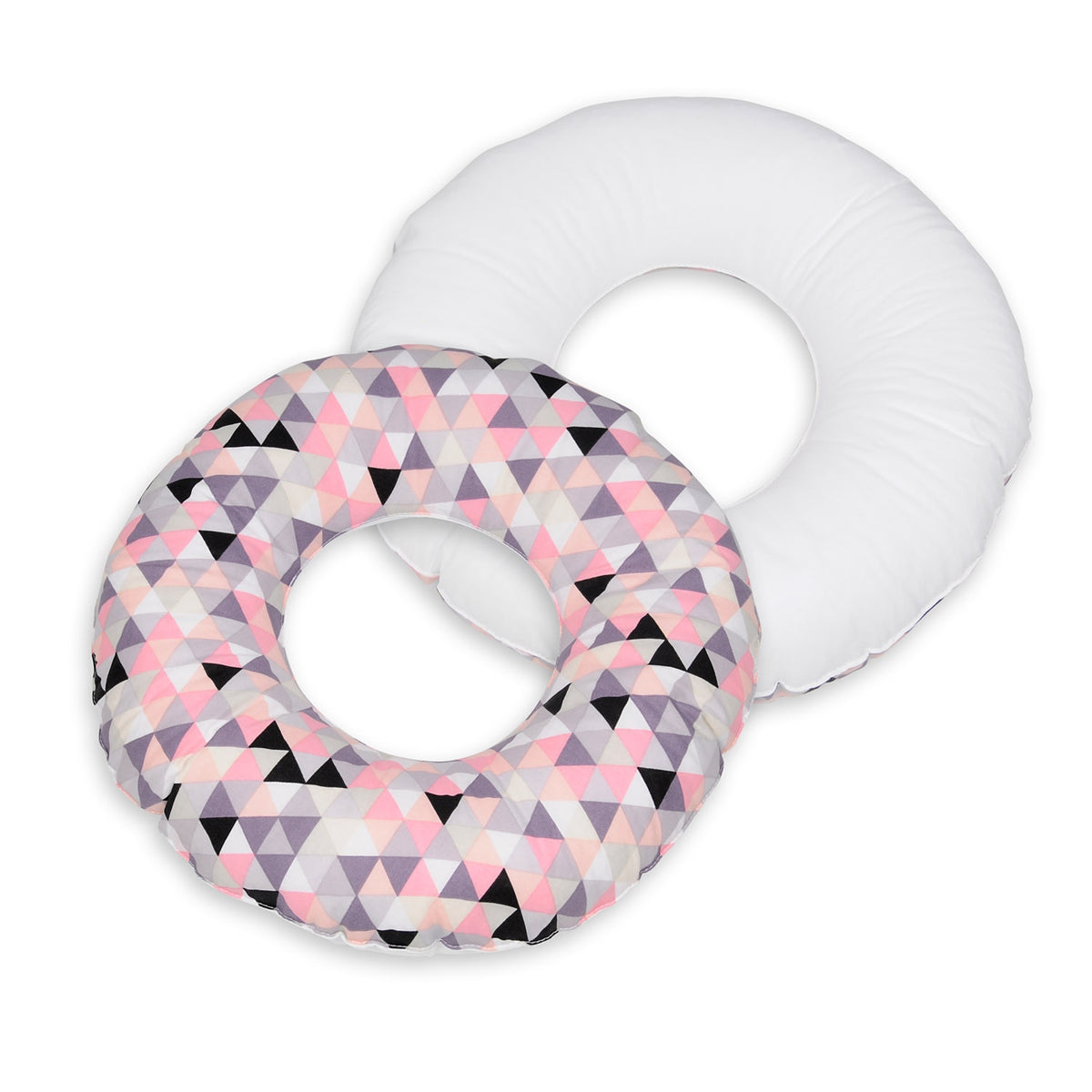Donut-Kissen, Rosa Dreiecke - weiß