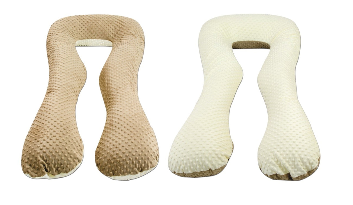 Schwangerschaftskissen U-Form, Minky-Dots / Cappuccinofarben - cremefarben
