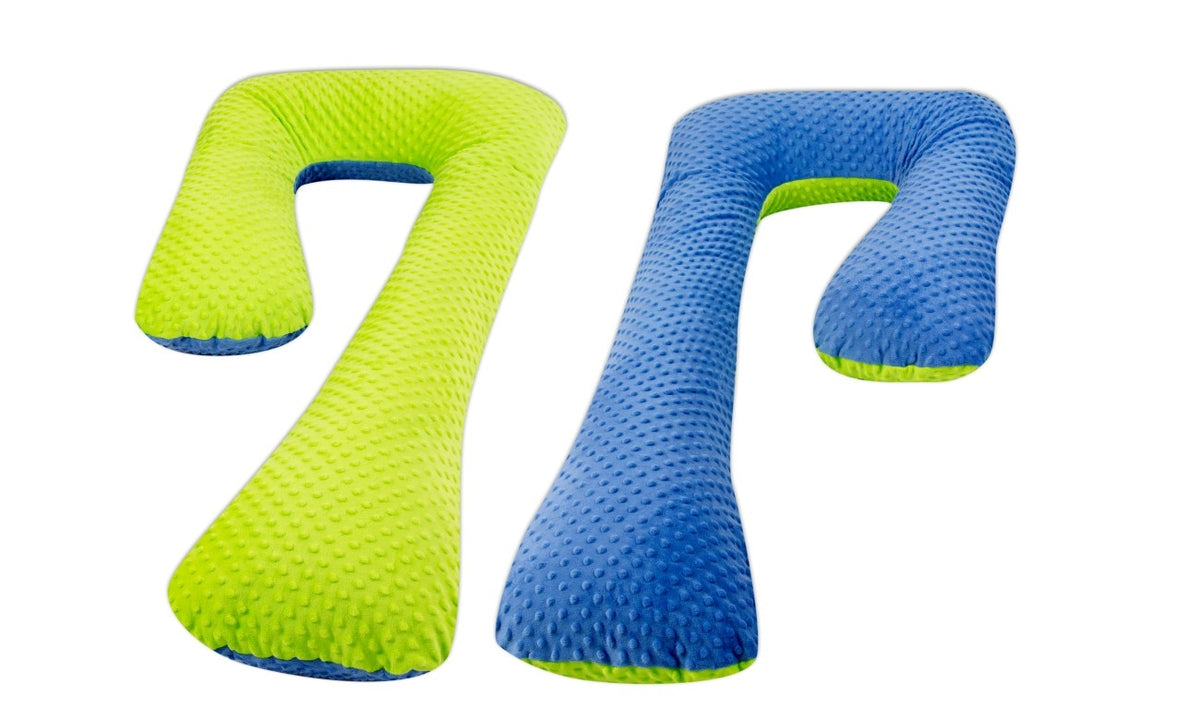 Schwangerschaftskissen 7-Form, Minky-Dots / Blau - grün