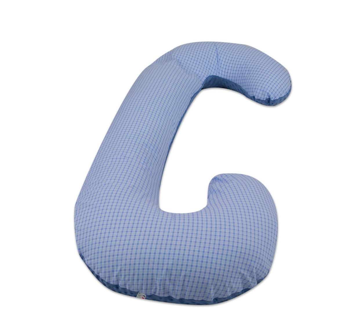 Schwangerschaftskissen C-Form, Baumwolle & Minky / Blaue Karos - blau
