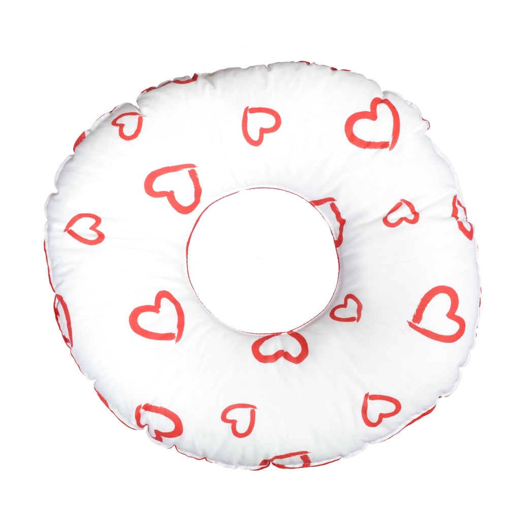 Donut-Kissen, Rote Herzen - rot