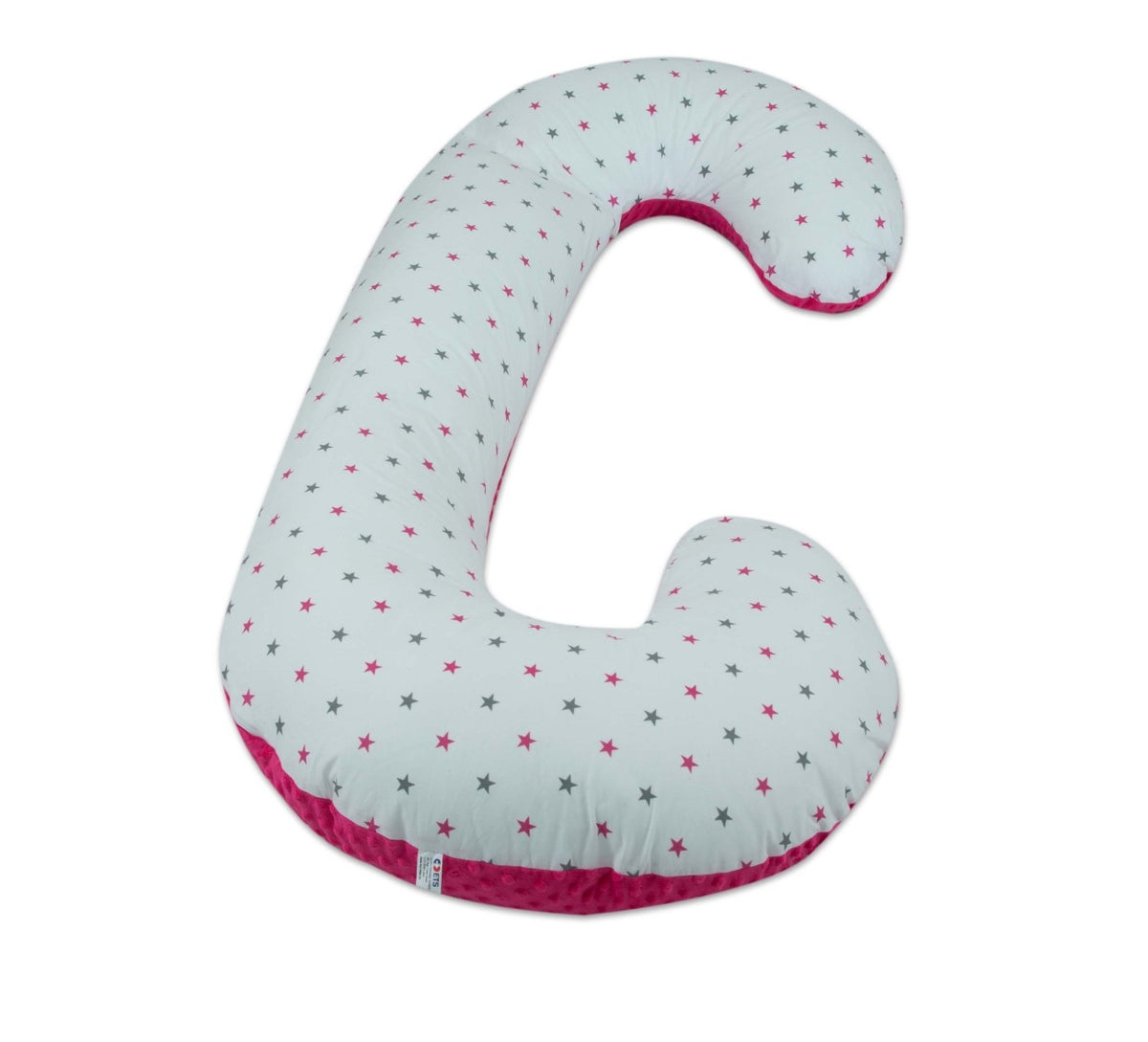 Schwangerschaftskissen C-Form, Baumwolle & Minky / Sternchen rosa & grau - rosa