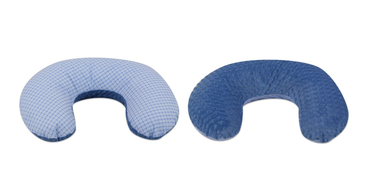 Kleines Stillkissen, Baumwolle & Minky / Blaue Karos - blau