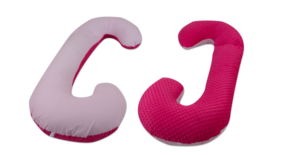 Schwangerschaftskissen C-Form, Baumwolle & Minky / Rosa Karos - rosa