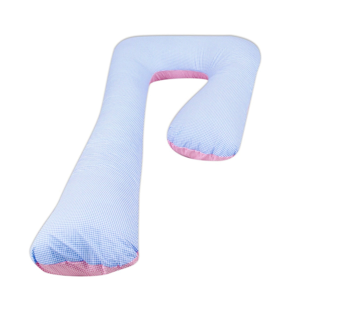 Schwangerschaftskissen 7-Form, Baumwolle / Blaue Karos - rosa Karos