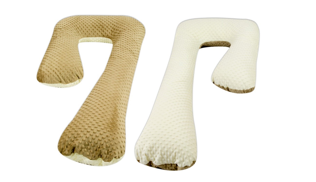 Schwangerschaftskissen 7-Form, Minky-Dots / Cappuccinofarben - cremefarben