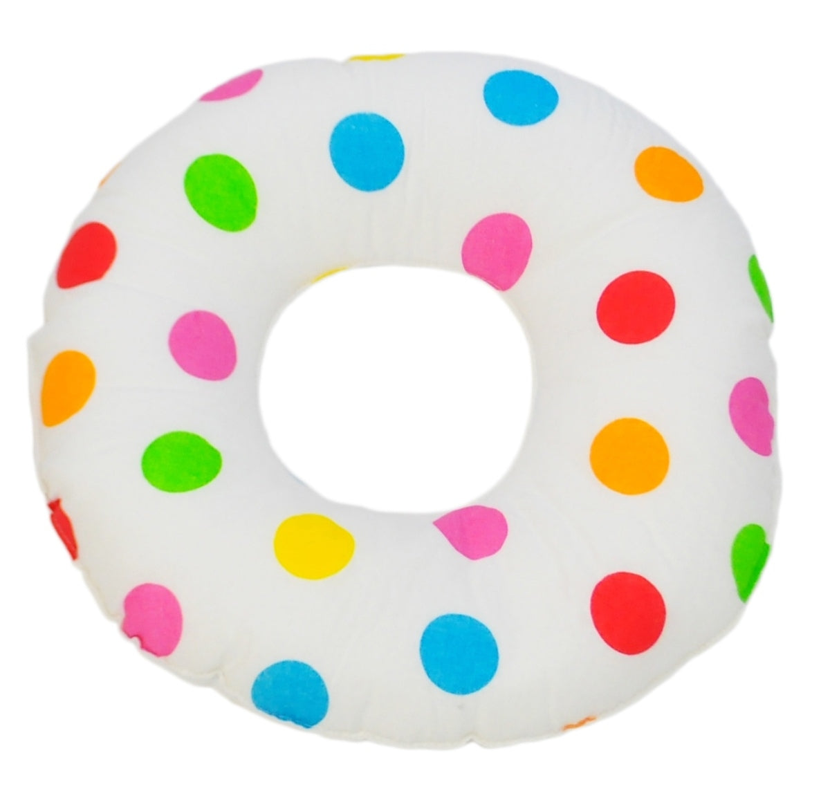 Donut-Kissen, Frühlingstupfen auf Weiß