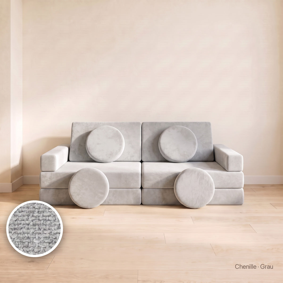 Wuselsofa Basis, Chenille · Grau #Farbe_variantenbild