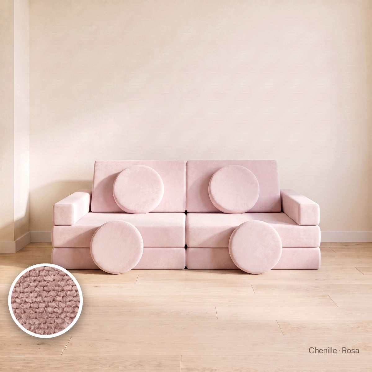 Wuselsofa Basis, Chenille · Rosa #Farbe_variantenbild