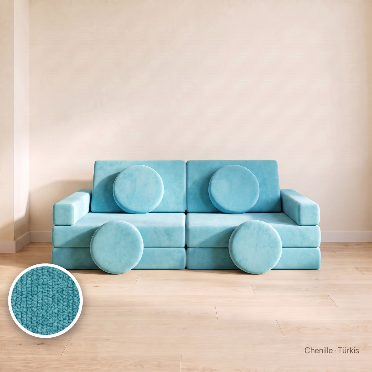 Wuselsofa Basis, Chenille · Türkis #Farbe_variantenbild