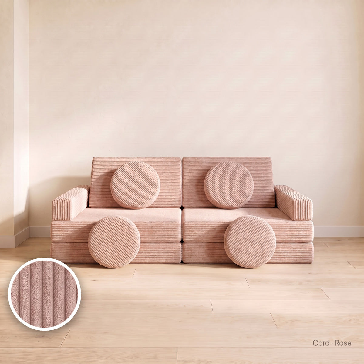 Wuselsofa Basis, Cord · Rosa #Farbe_variantenbild