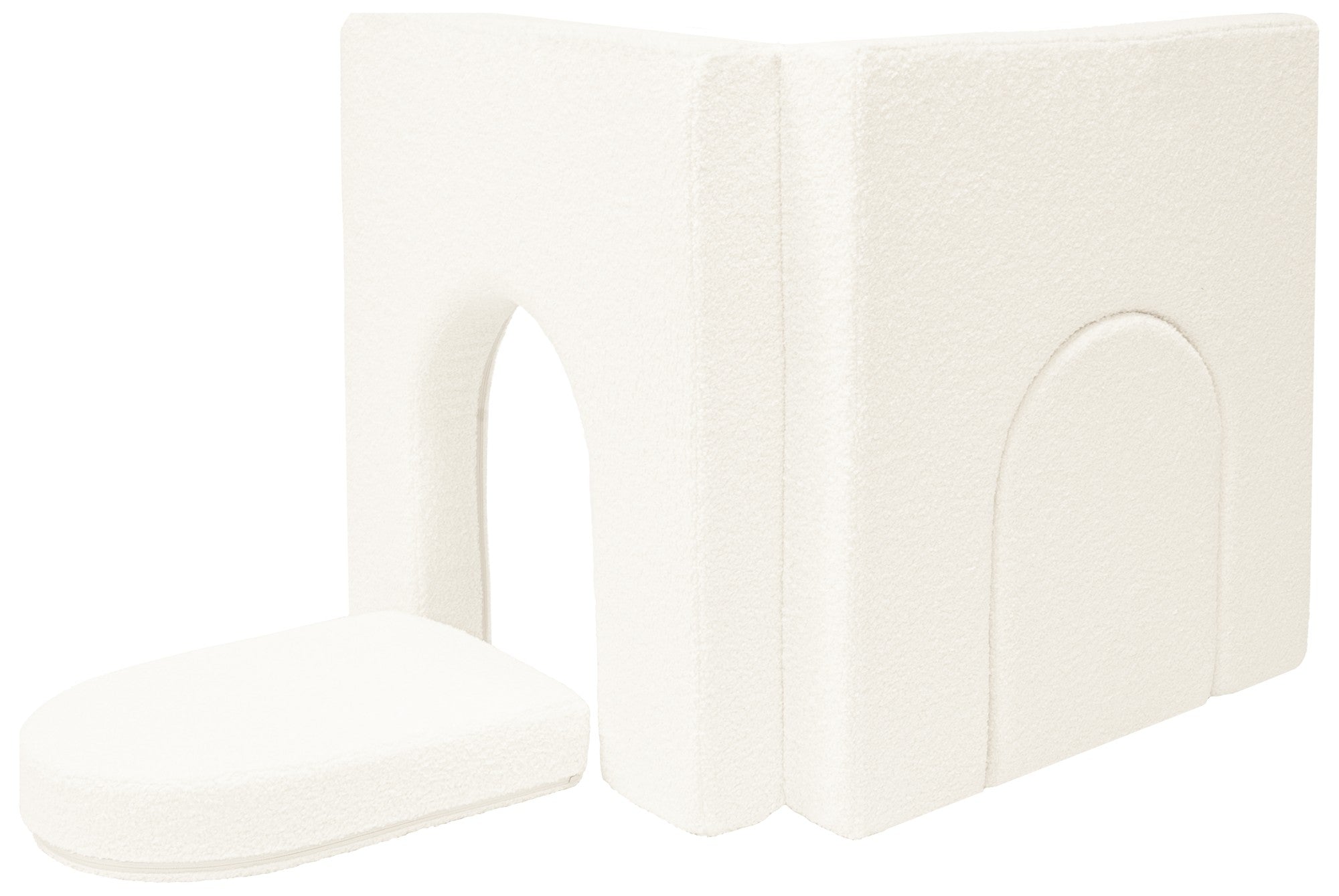 Wuselsofa Erweiterung, Bezug Bouclé, Farbe Creme
