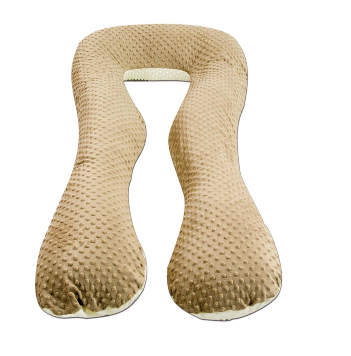 Schwangerschaftskissen U-Form, Minky-Dots / Cappuccinofarben - cremefarben