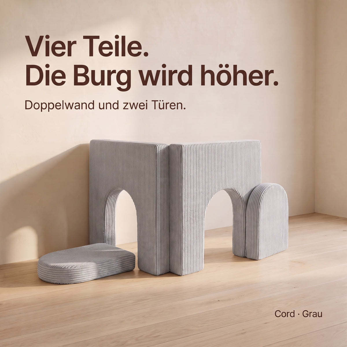 Wuselsofa Erweiterung, Cord · Grau #Farbe_variantenbild