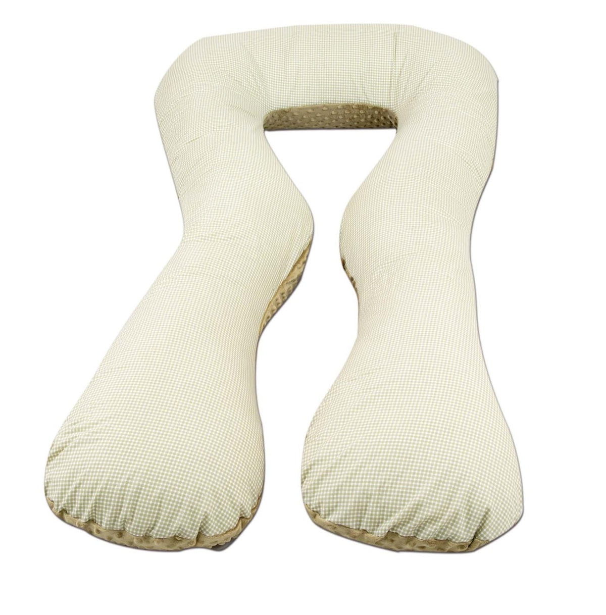 Schwangerschaftskissen U-Form, Baumwolle & Minky / Beige Karos - cappuccinofarben