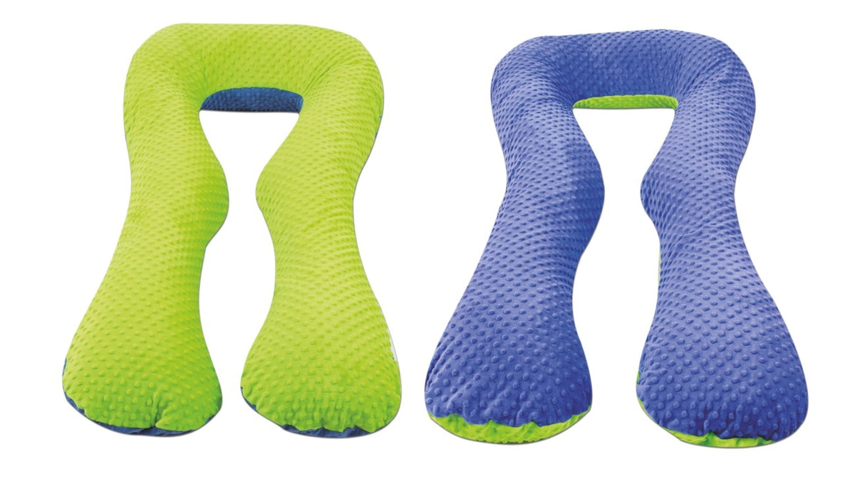 Schwangerschaftskissen U-Form, Minky-Dots / Blau - grün