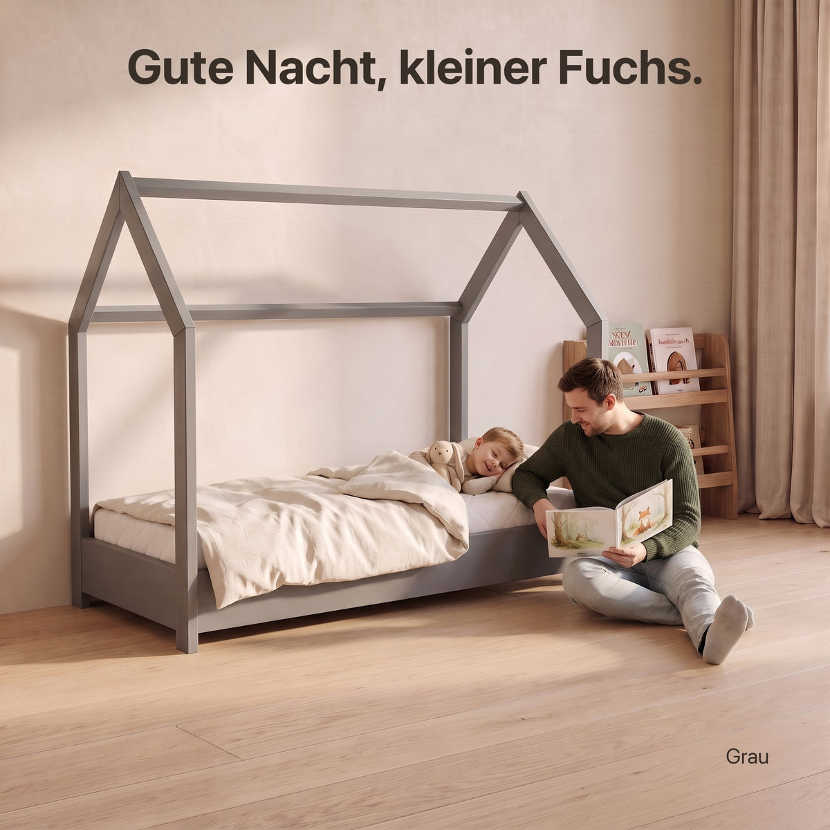 Hausbett mit Standard-Matratze: Gute Nacht, kleiner Fuchs.
