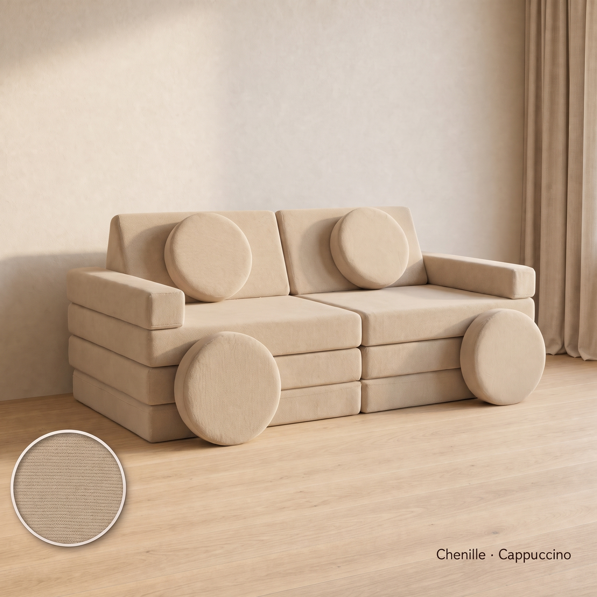 Wuselsofa 14 Teile, Chenille · Cappuccino #Farbe_variantenbild