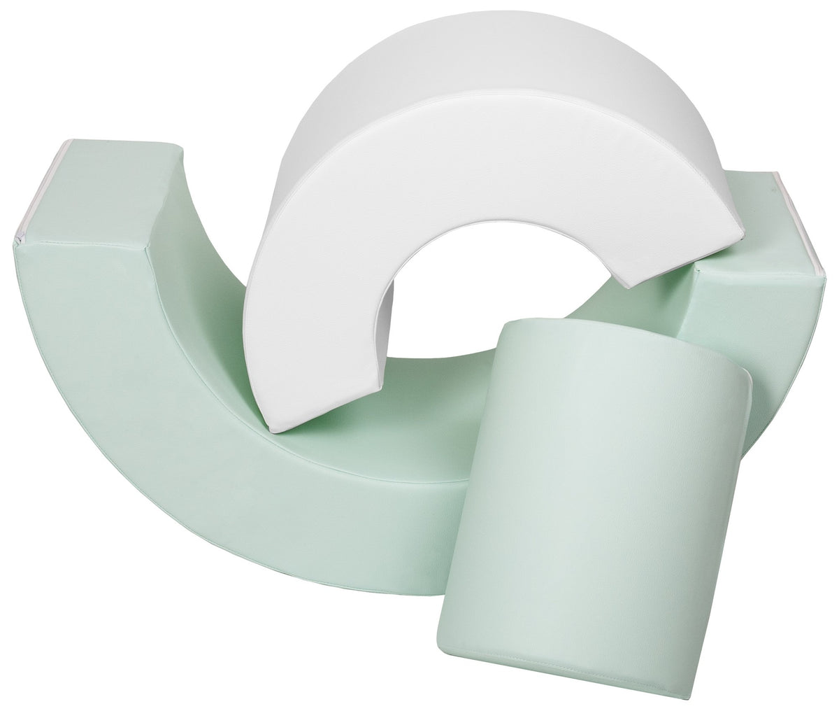 3 XXL-Schaumstoffbausteine Mini-Regenbogen-Set in Weiß · Mint