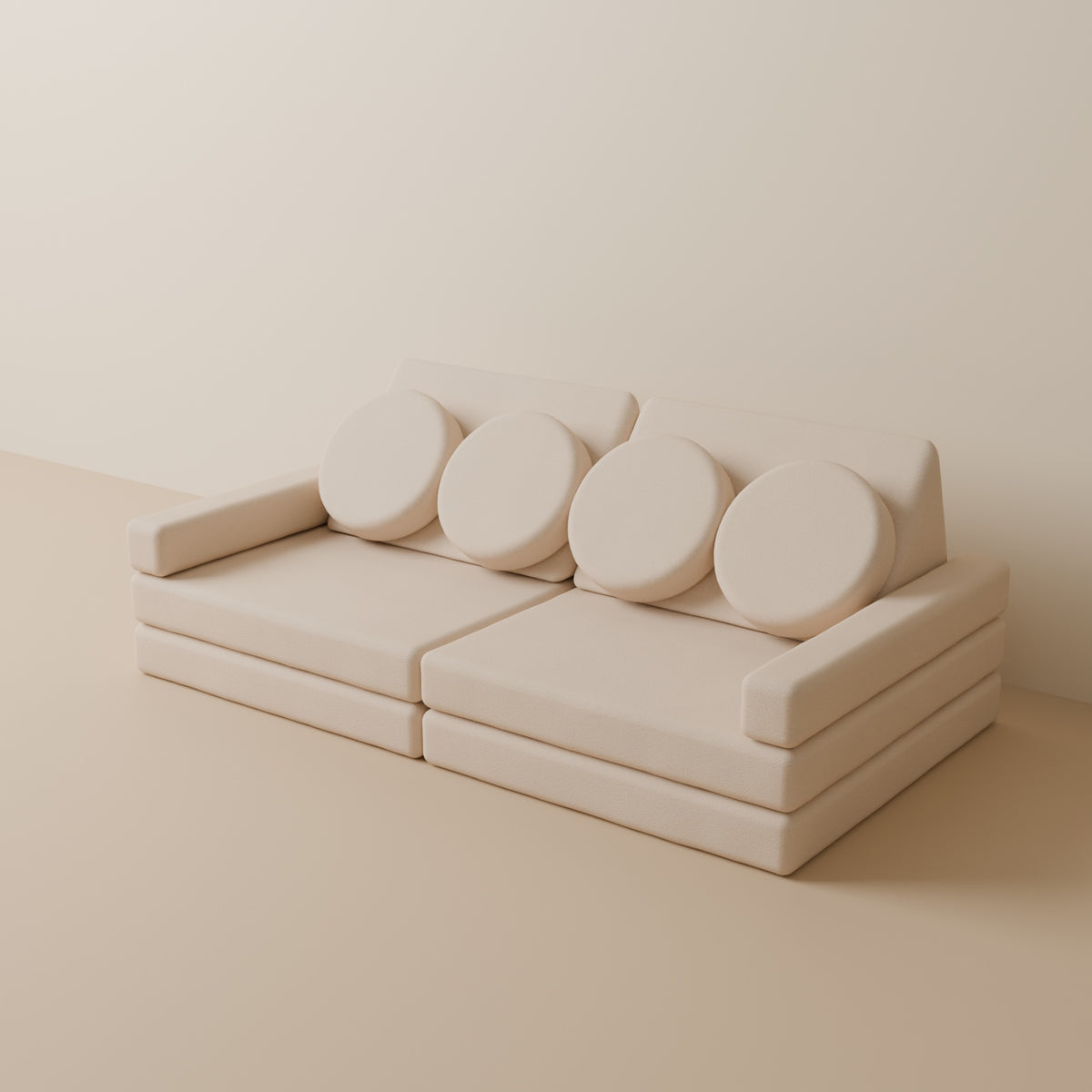 Wuselsofa Basis 10 Teile in 3D, Chenille Cappuccino #wz3d_Chenille / Cappuccino