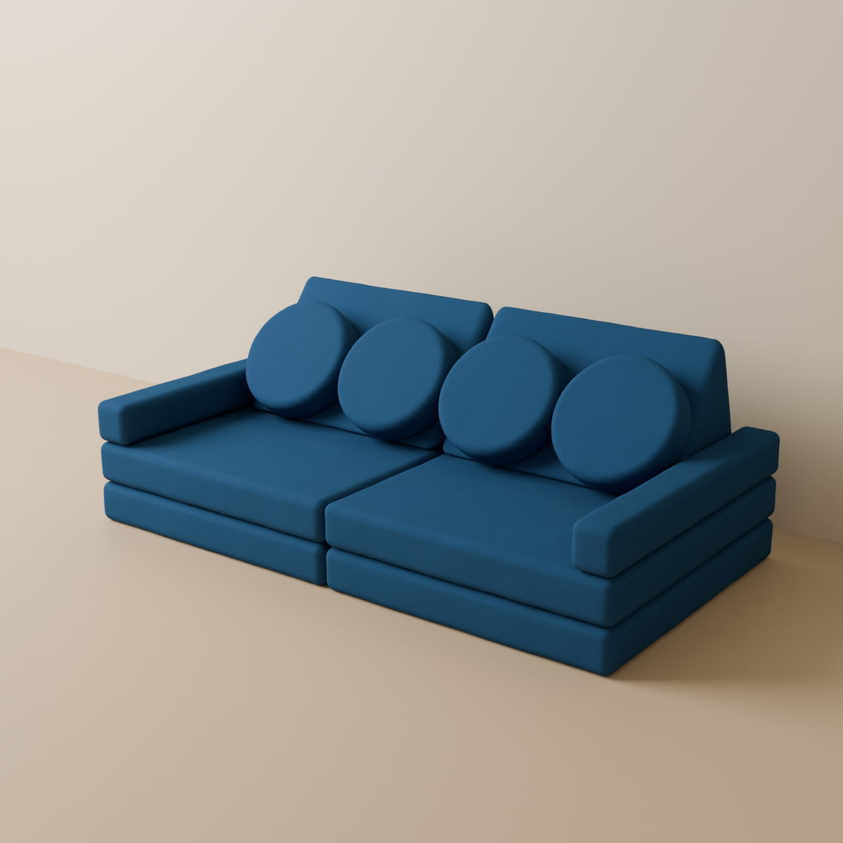 Wuselsofa Basis 10 Teile in 3D, Chenille Dunkelblau #wz3d_Chenille / Dunkelblau