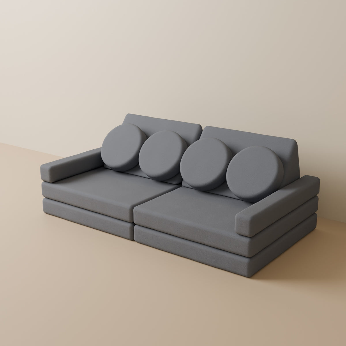 Wuselsofa Basis 10 Teile in 3D, Chenille Graphit #wz3d_Chenille / Graphit