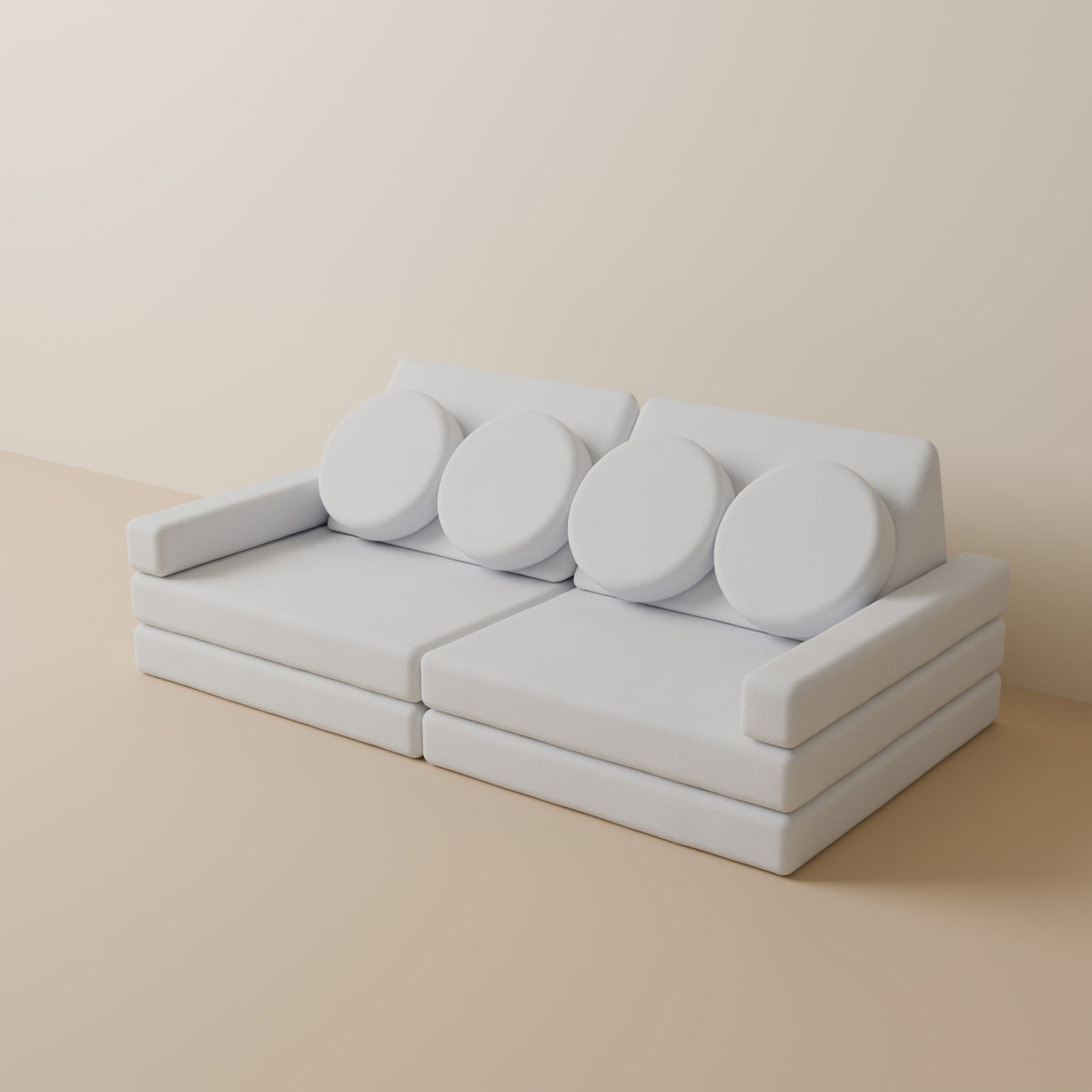 Wuselsofa Basis 10 Teile in 3D, Chenille Grau #wz3d_Chenille / Grau