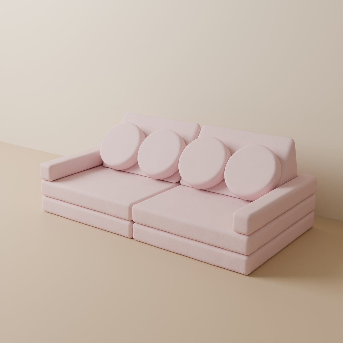 Wuselsofa Basis 10 Teile in 3D, Chenille Rosa #wz3d_Chenille / Rosa