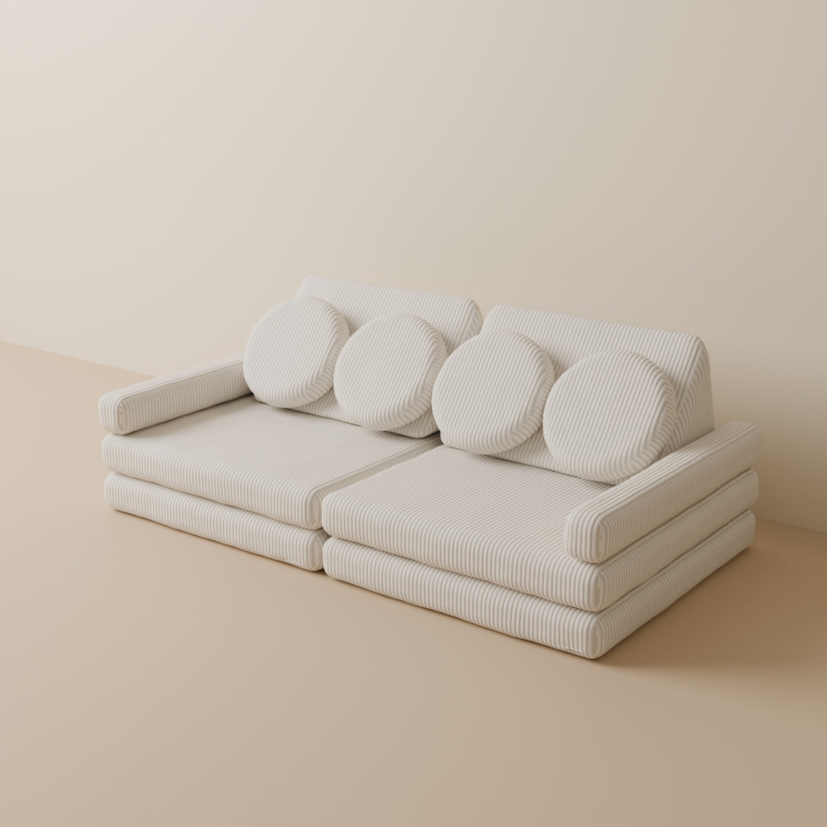 Wuselsofa Basis 10 Teile in 3D, Cord Creme #wz3d_Cord / Creme