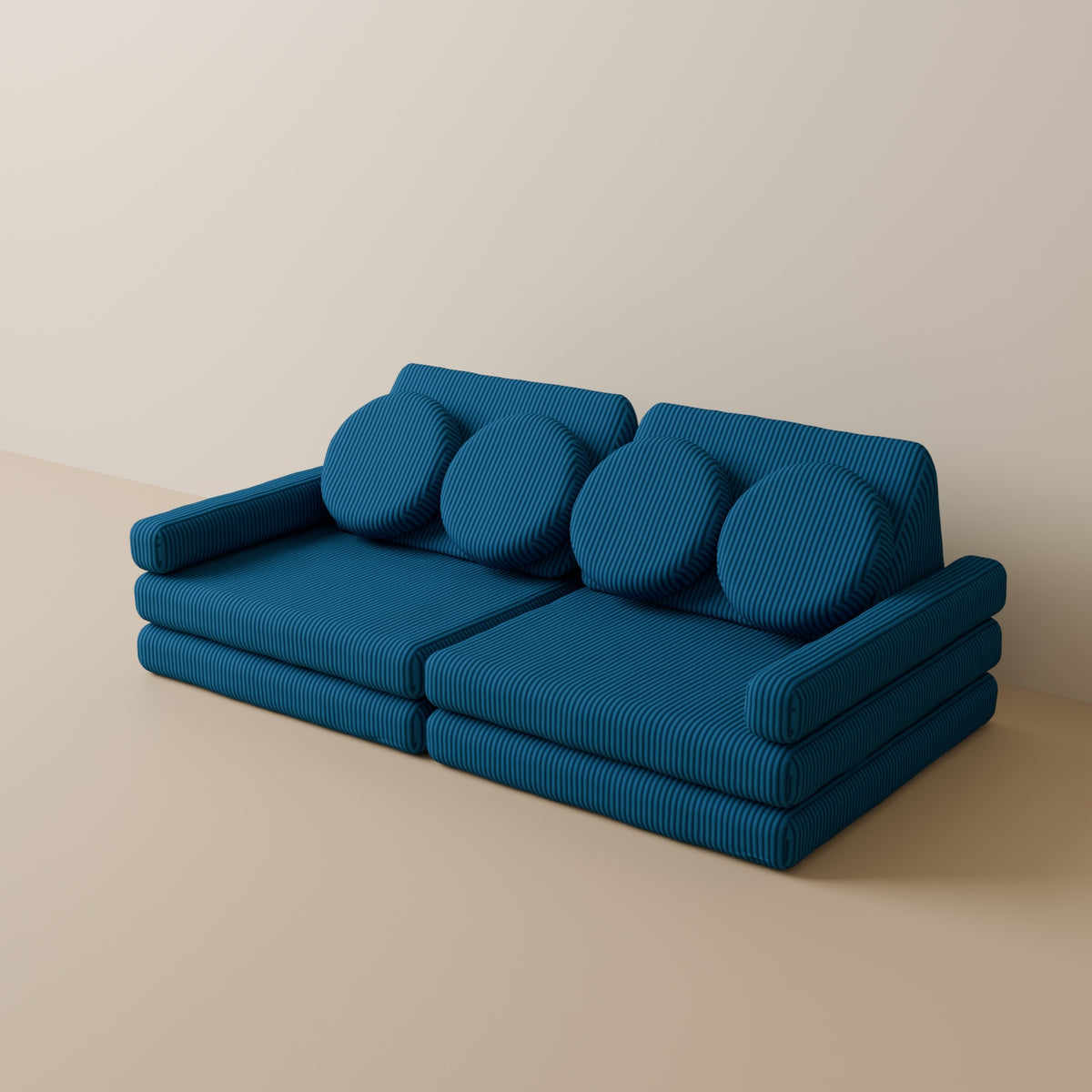 Wuselsofa Basis 10 Teile in 3D, Cord Dunkelblau #wz3d_Cord / Dunkelblau