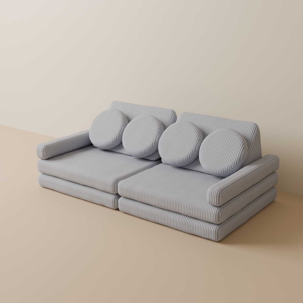 Wuselsofa Basis 10 Teile in 3D, Cord Grau #wz3d_Cord / Grau