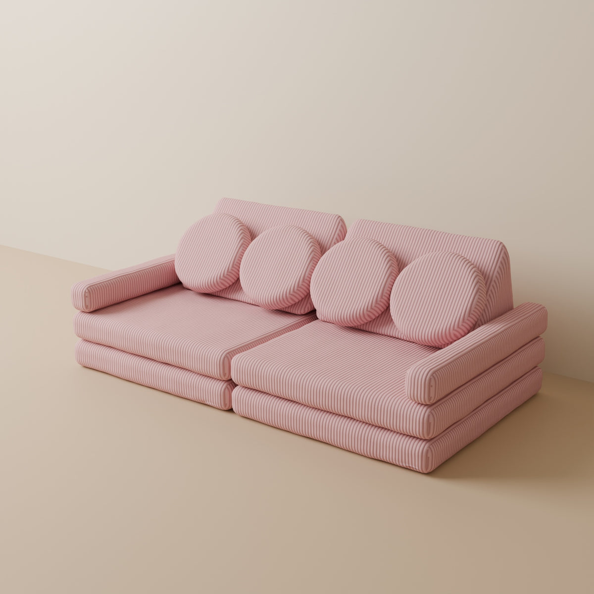 Wuselsofa Basis 10 Teile in 3D, Cord Rosa #wz3d_Cord / Rosa