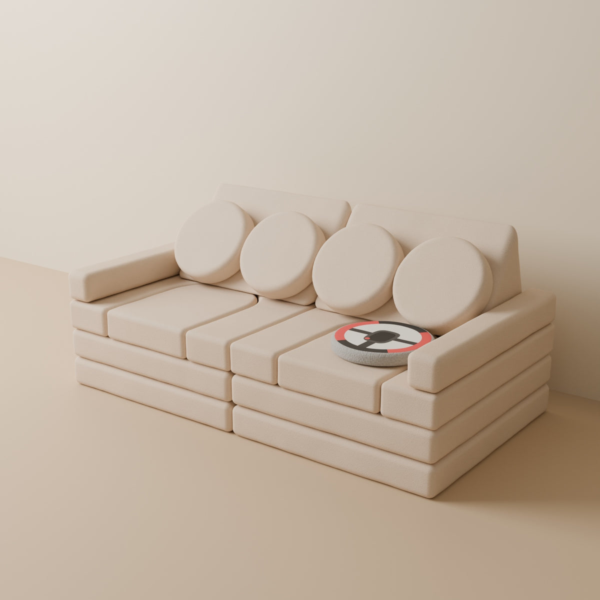 Wuselsofa 14 Teile in 3D, Chenille Cappuccino #wz3d_Chenille / Cappuccino