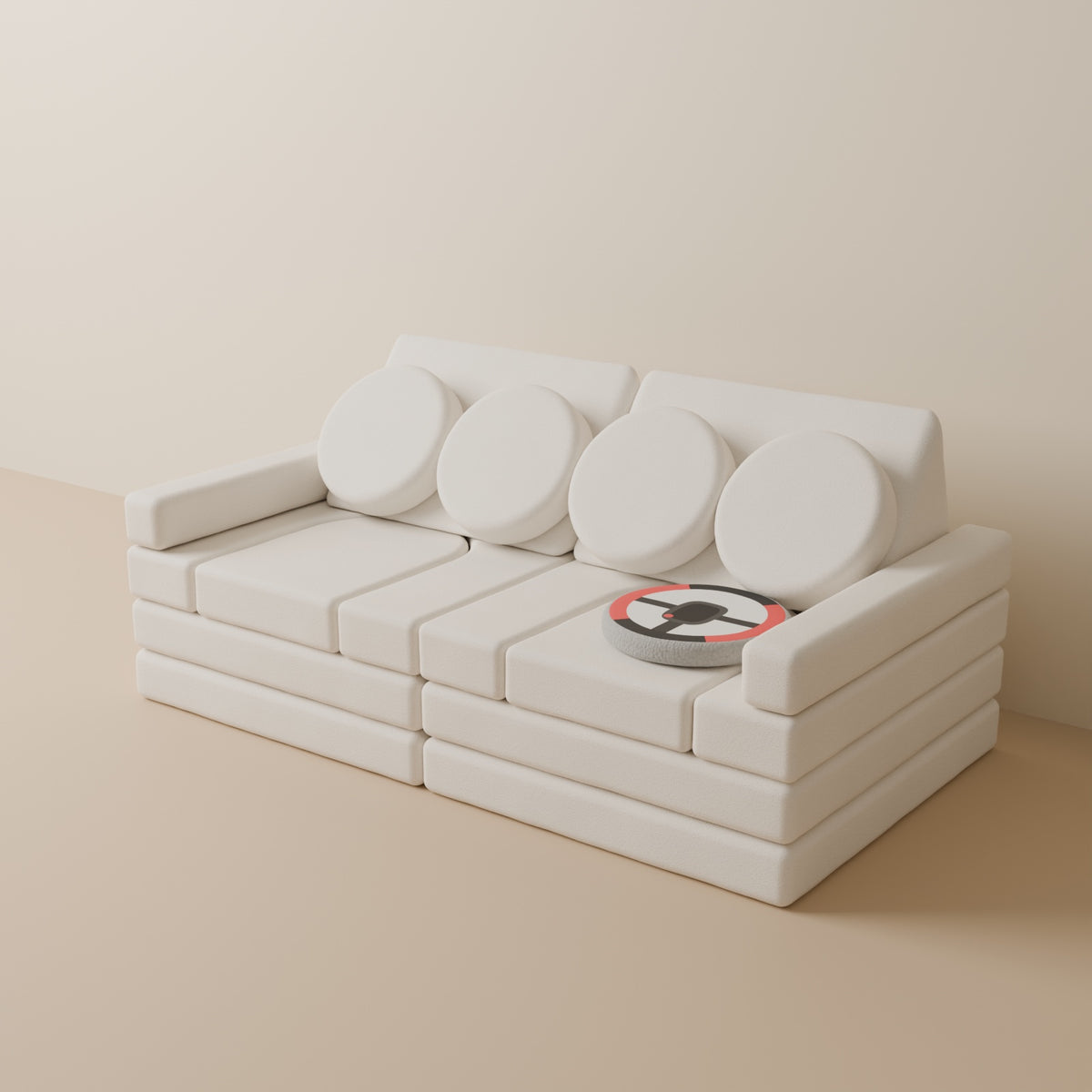 Wuselsofa 14 Teile in 3D, Chenille Creme #wz3d_Chenille / Creme