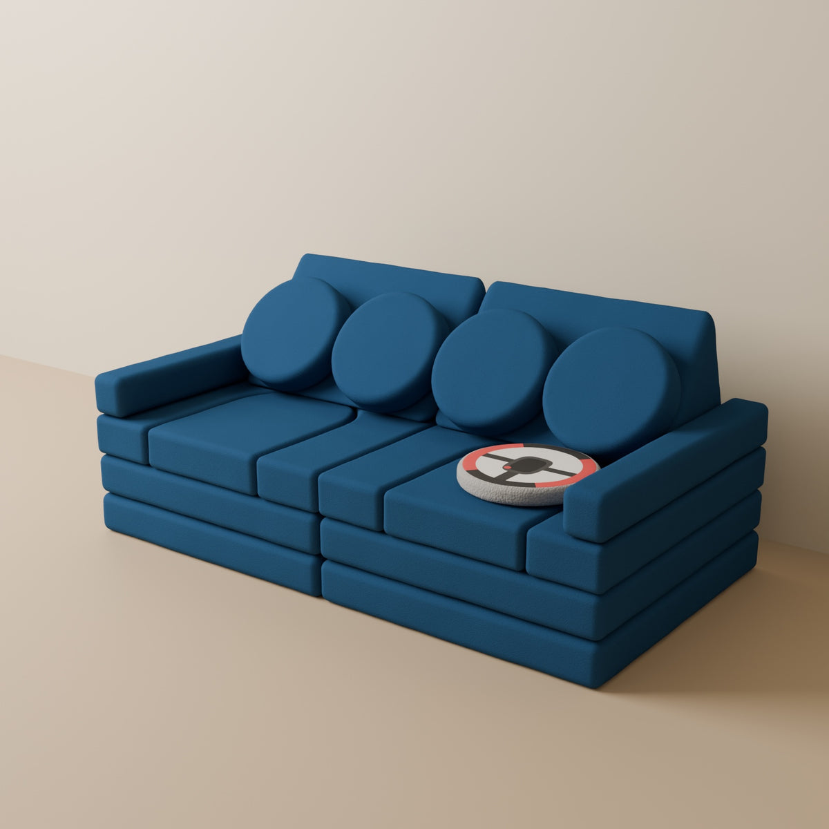 Wuselsofa 14 Teile in 3D, Chenille Dunkelblau #wz3d_Chenille / Dunkelblau
