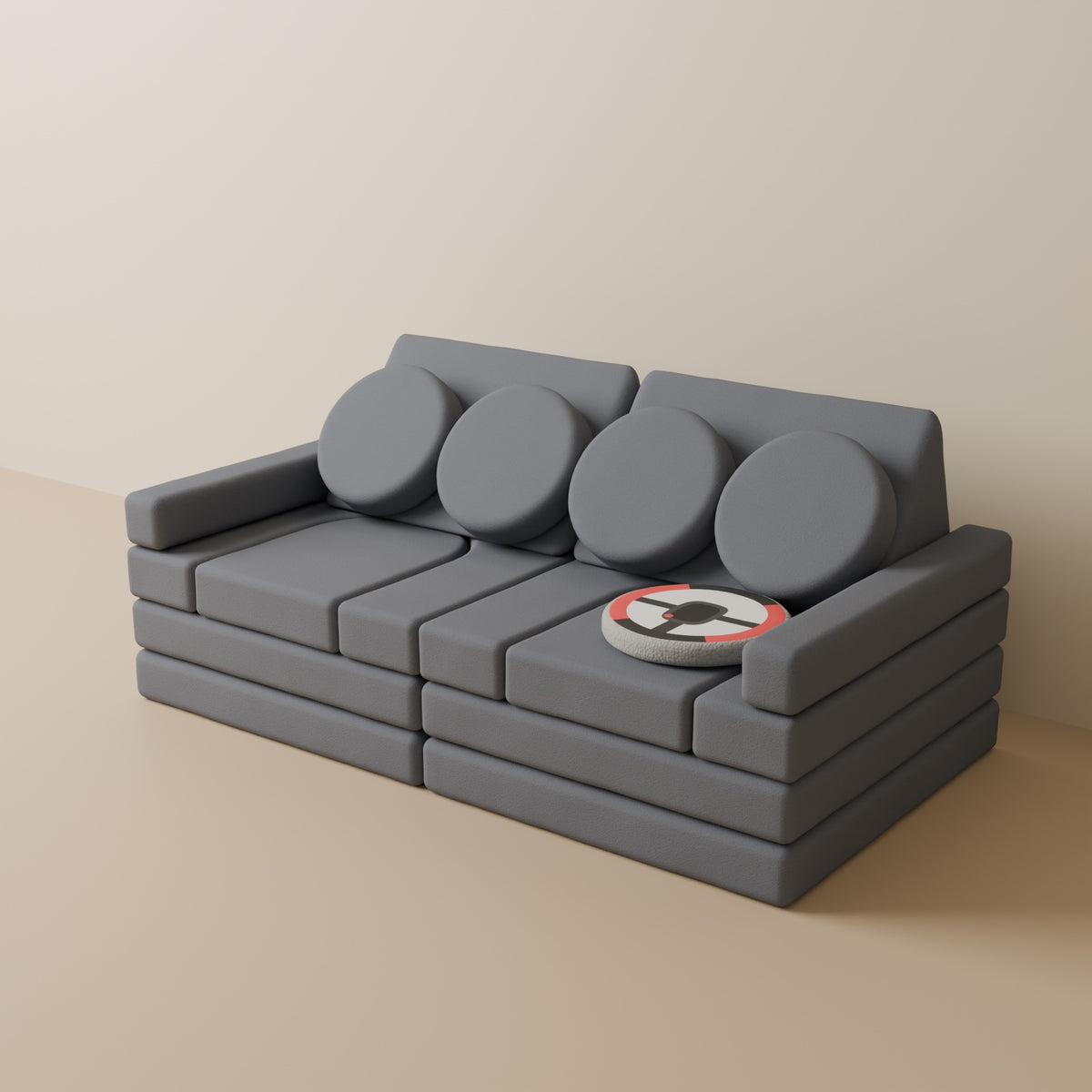 Wuselsofa 14 Teile in 3D, Chenille Graphit #wz3d_Chenille / Graphit